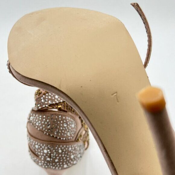 FSJ Women Sexy Stiletto High Heel Sandals Sparkly Rhinestone Strappy Open Toe - Picture 5 of 8